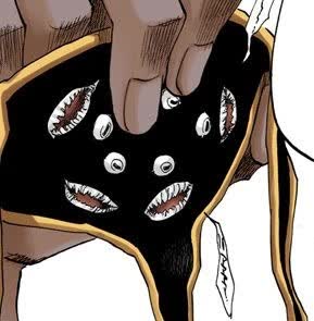 Kenpachi Zaraki close up showing his eyepatch and bells on his hair spikes