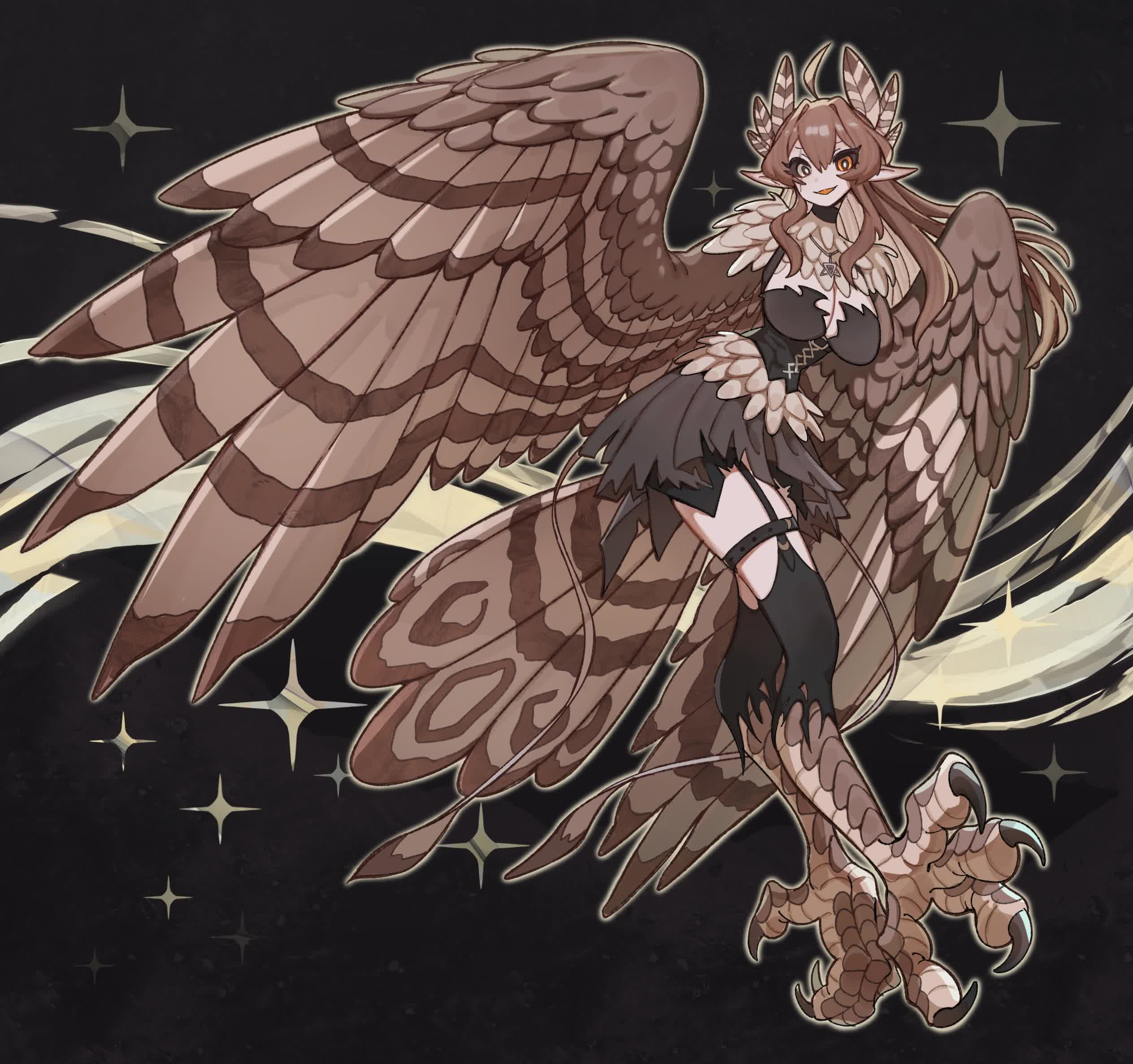 Kumi VTuber full body harpy key art with feathered wings