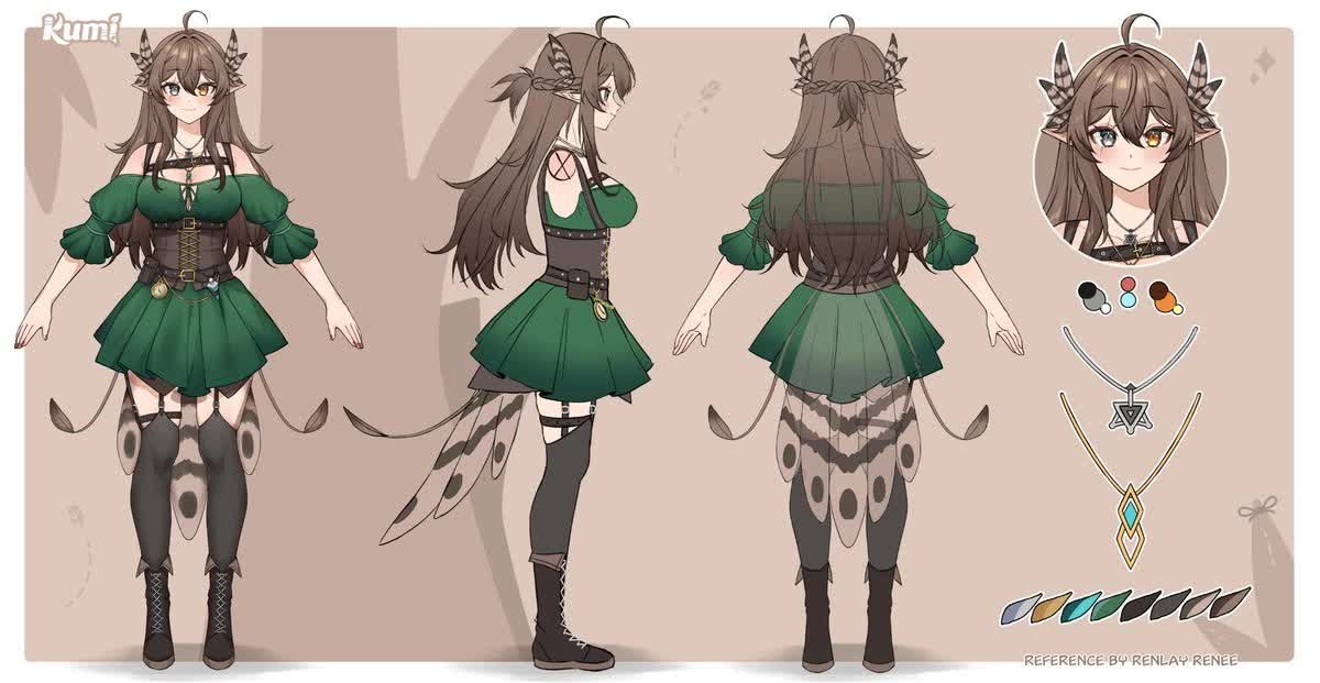 Kumi VTuber harpy character design showcase