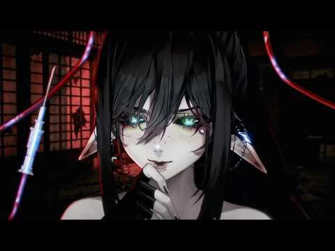 Layna Lazar horror VTuber close up of the Blood Mother model with blood syringe details