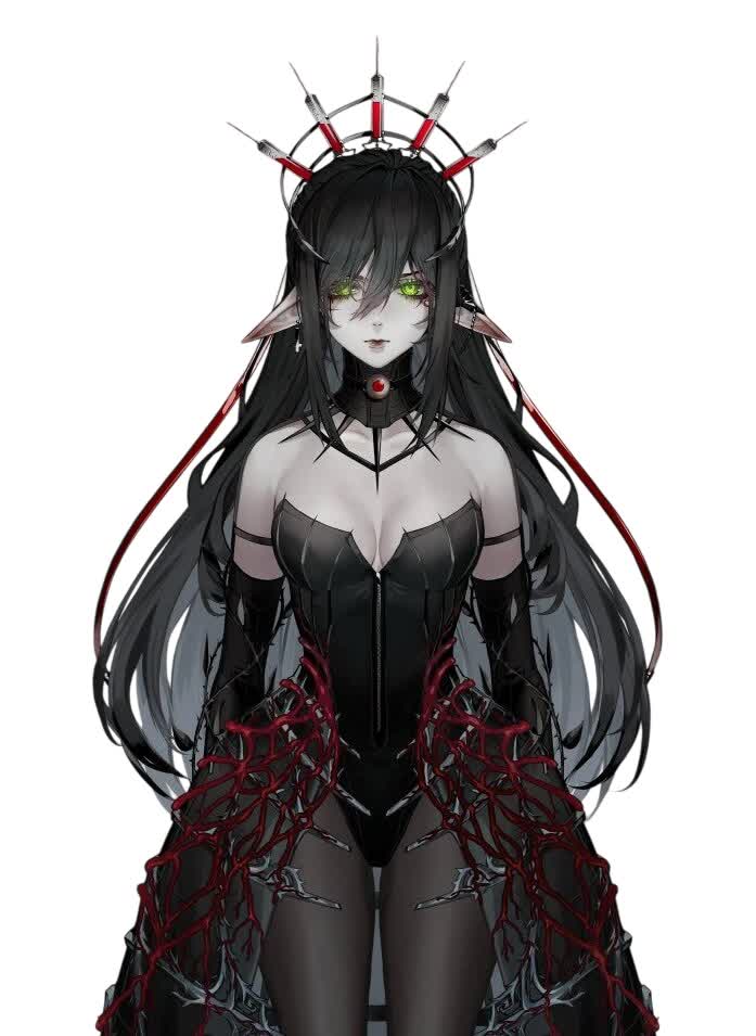 Layna Lazar full body Crimson Bloom era VTuber model with syringe crown and blood vein skirt