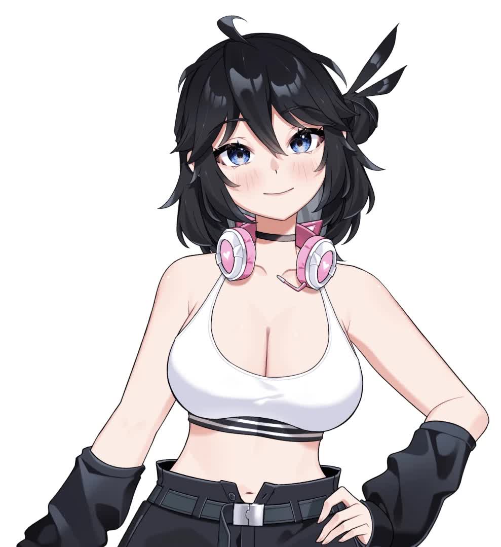 Lucia VTuber 2D crab girl model with her signature bubbly expression
