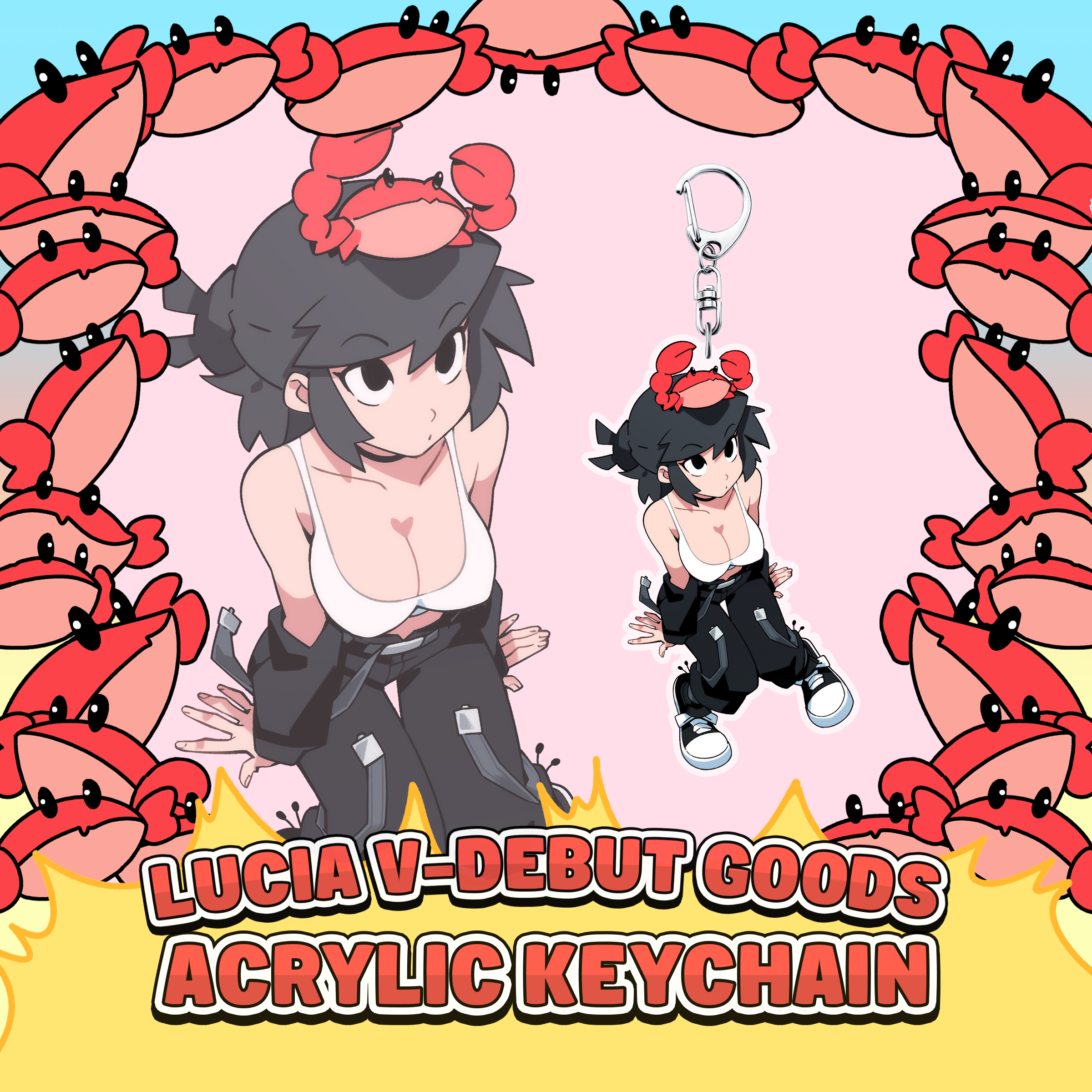 Lucia VTuber with Alfredo the crab, her secretly evil mascot