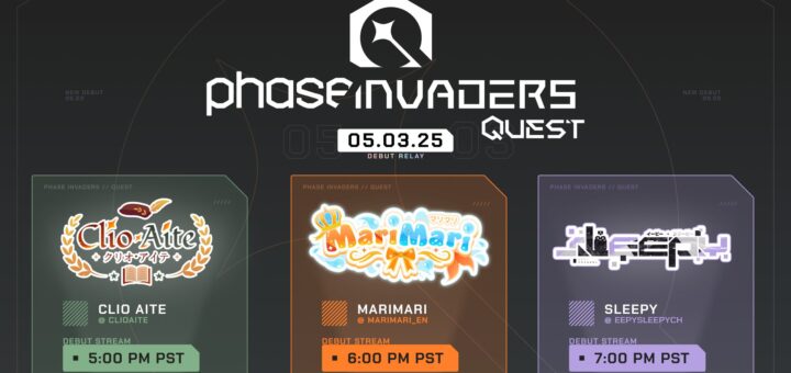 Mari VTuber joining Phase Connect on May 3, 2025 in the Invaders Quest wave debut key art