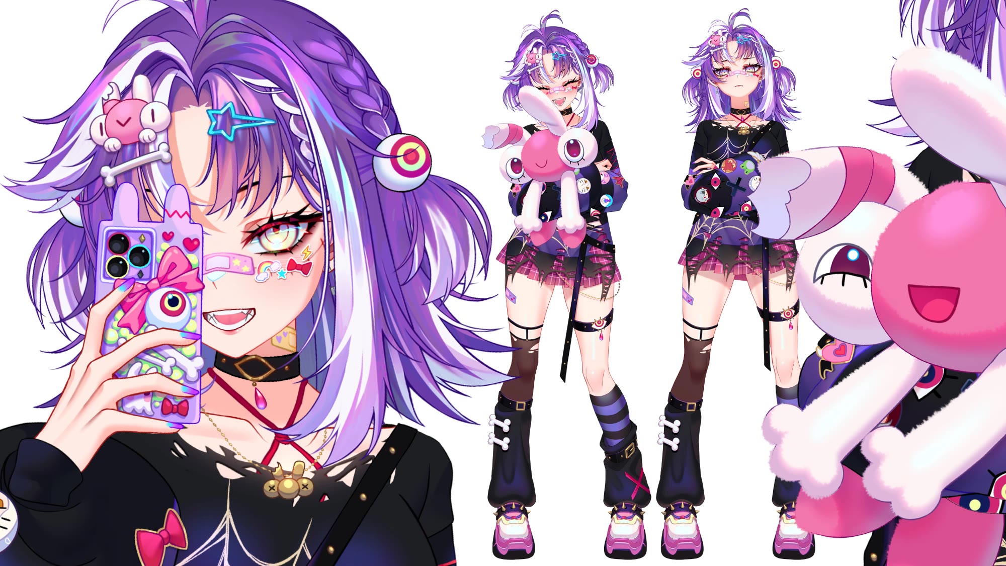 Michi Mochievee new outfit variation reveal, showing her signature purple and white hair design.