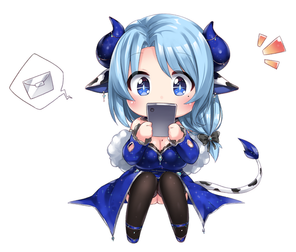 Miilkywayz VTuber chibi model holding a phone, part of her cozy ASMR and content branding.