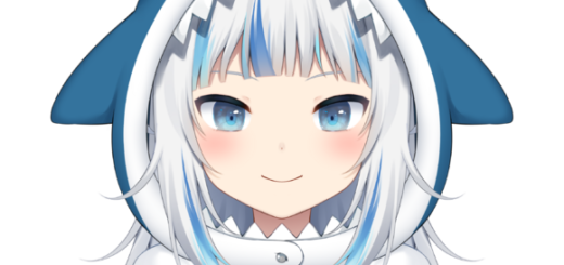 Gawr Gura official Hololive English 2D model with shark hoodie and trident
