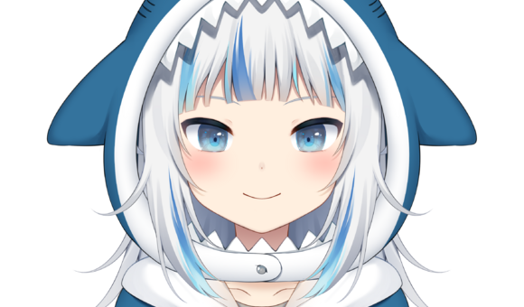 Gawr Gura official Hololive English 2D model with shark hoodie and trident