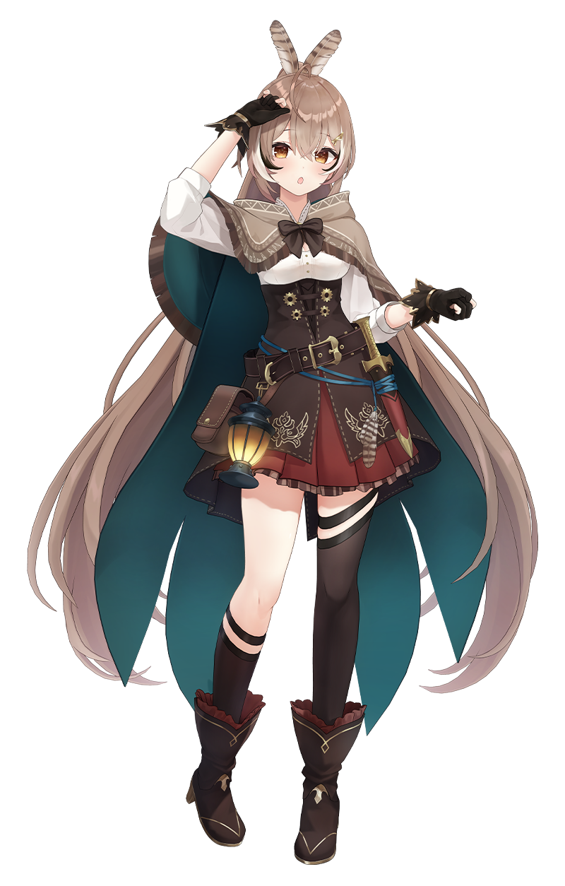 Nanashi Mumei Hololive English owl VTuber model with brown feathers, small cape, and her signature owl hat