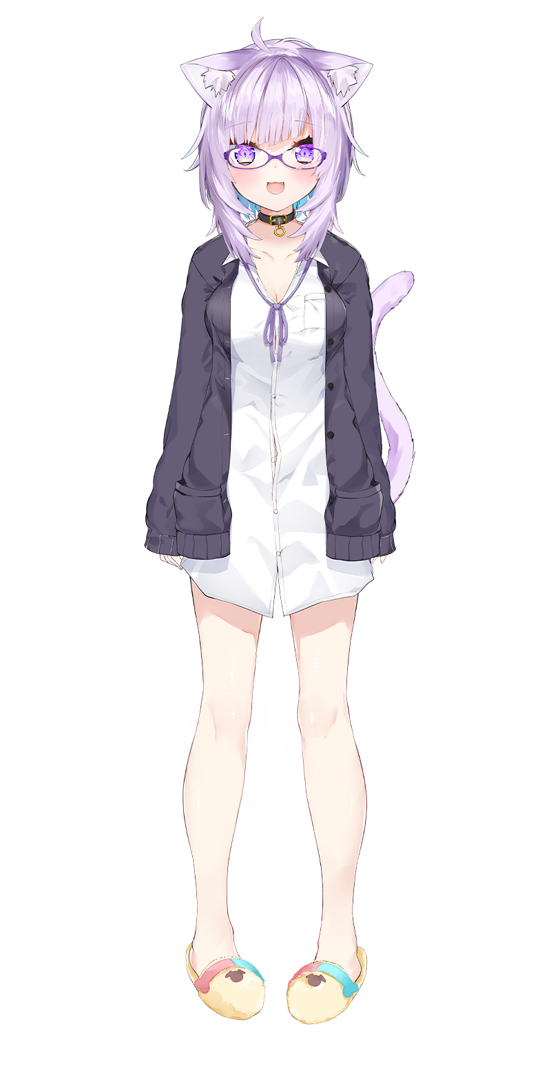 Nekomata Okayu mellow glasses loungewear art