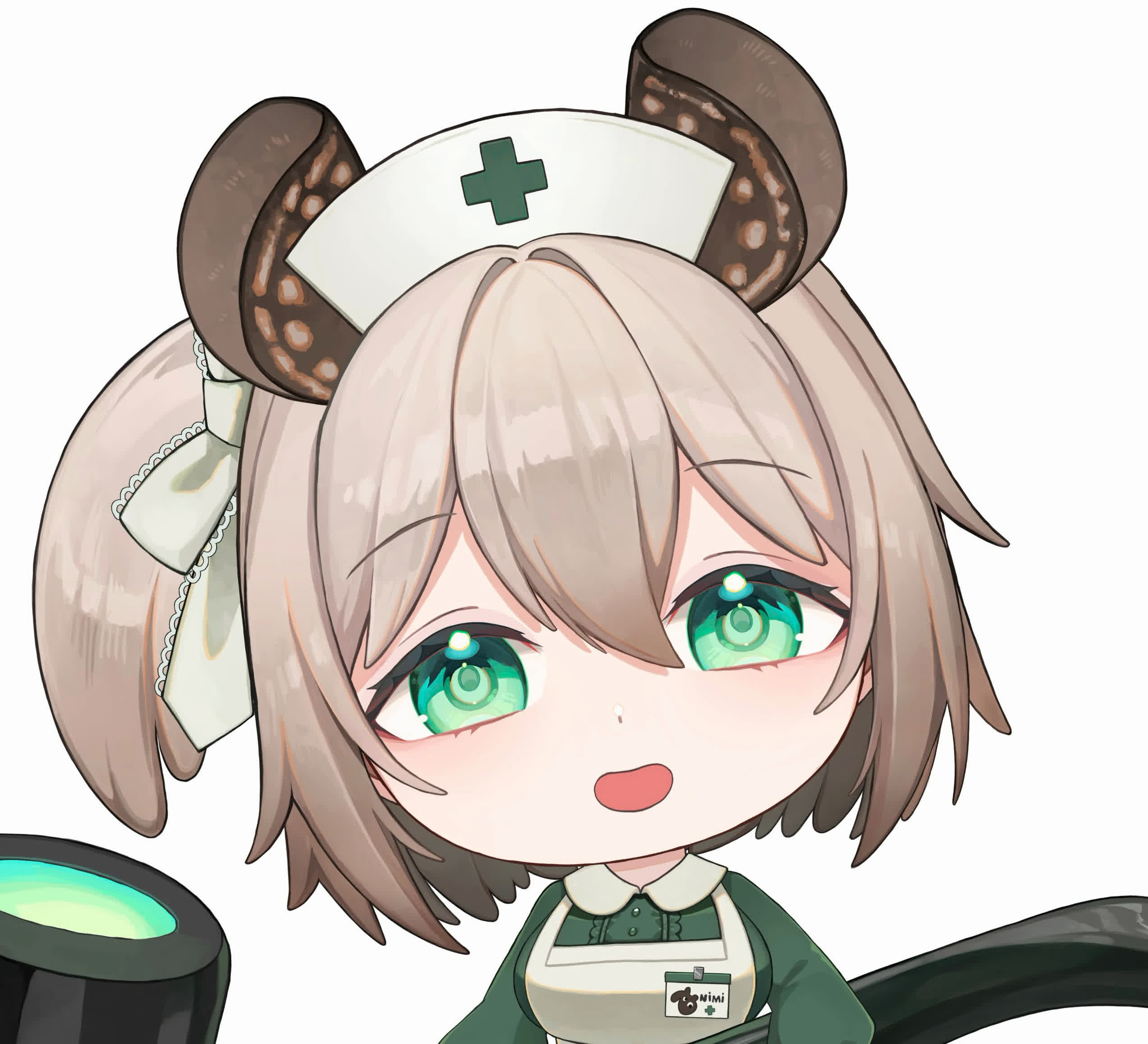 Nimi Nightmare baku nurse VTuber official 2D model art with tapir ears and green nurse dress