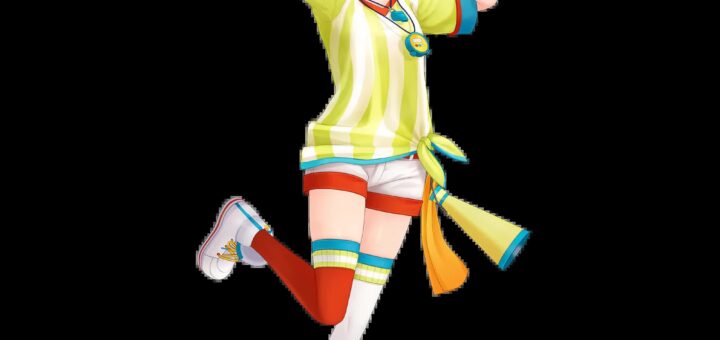 Oozora Subaru Hololive VTuber model with short blue hair, yellow baseball cap, and sporty jacket designed by Shigure Ui
