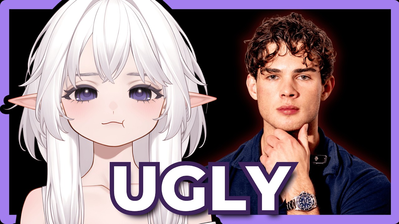 Powdur VTuber reaction stream thumbnail featuring her white-haired elf model