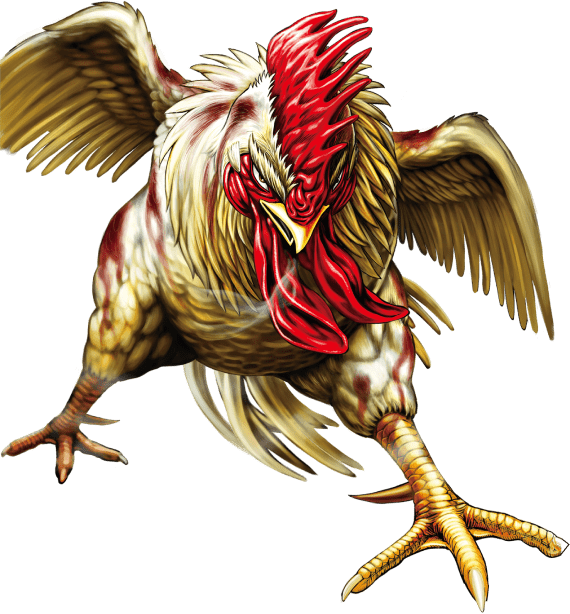 Keiji charging into battle in the Rooster Fighter anime by studio Sanzigen