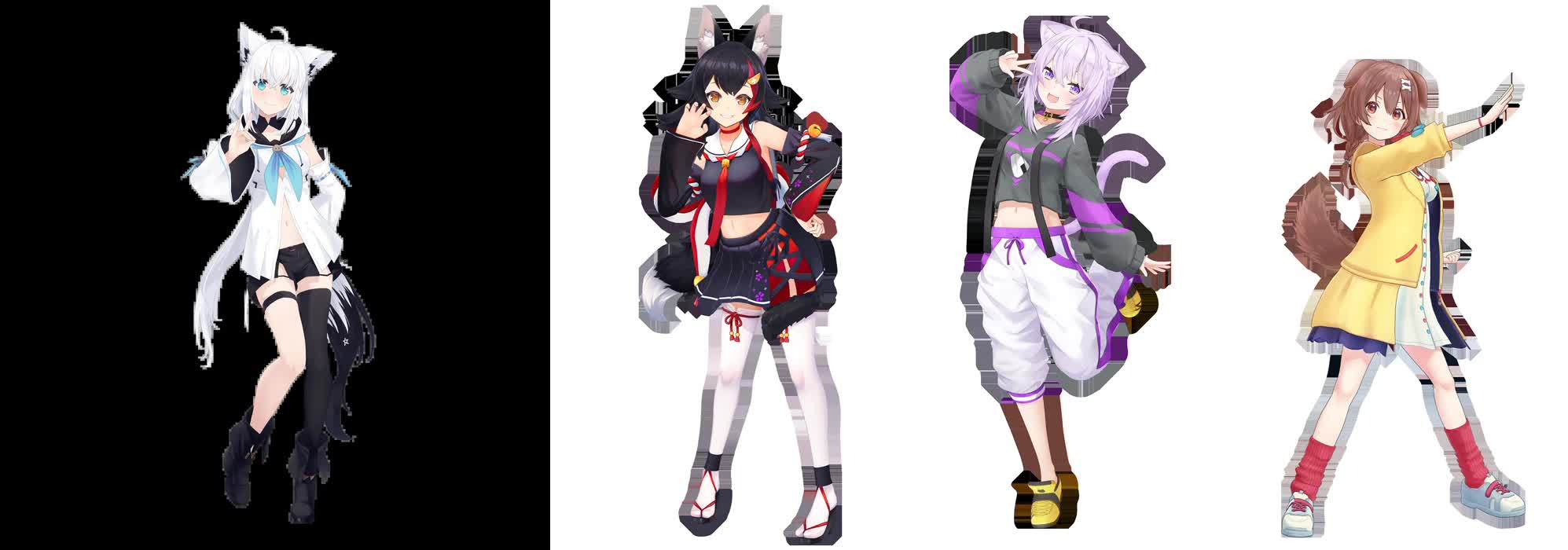 Hololive Gamers unit lineup led by Shirakami Fubuki with Ookami Mio, Nekomata Okayu, and Inugami Korone