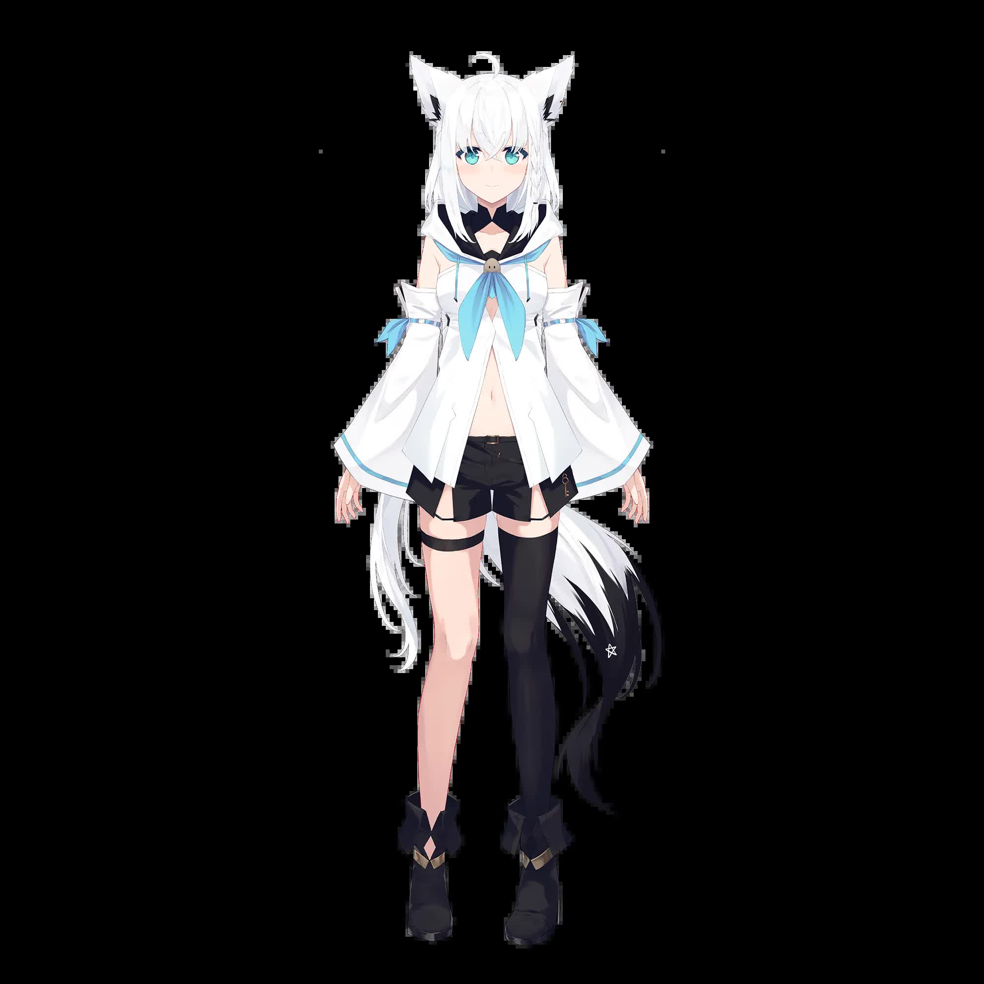 Shirakami Fubuki in an alternate outfit showing her playful trickster fox side