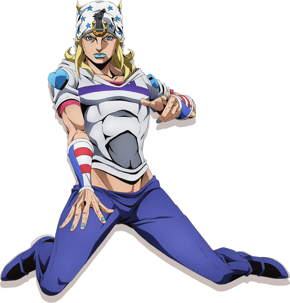 Johnny Joestar holding a Steel Ball in the Steel Ball Run anime
