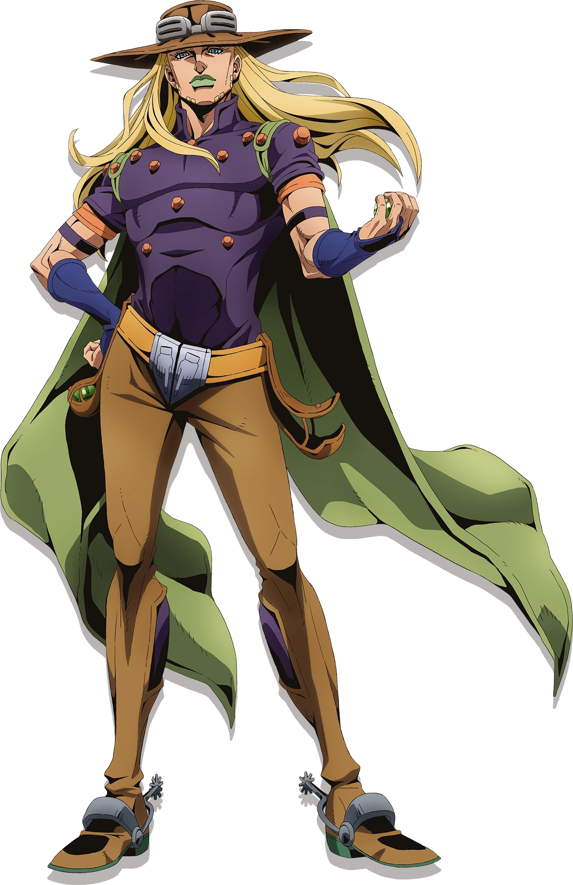 Gyro Zeppeli ready to throw a Steel Ball using the Spin in the Steel Ball Run anime