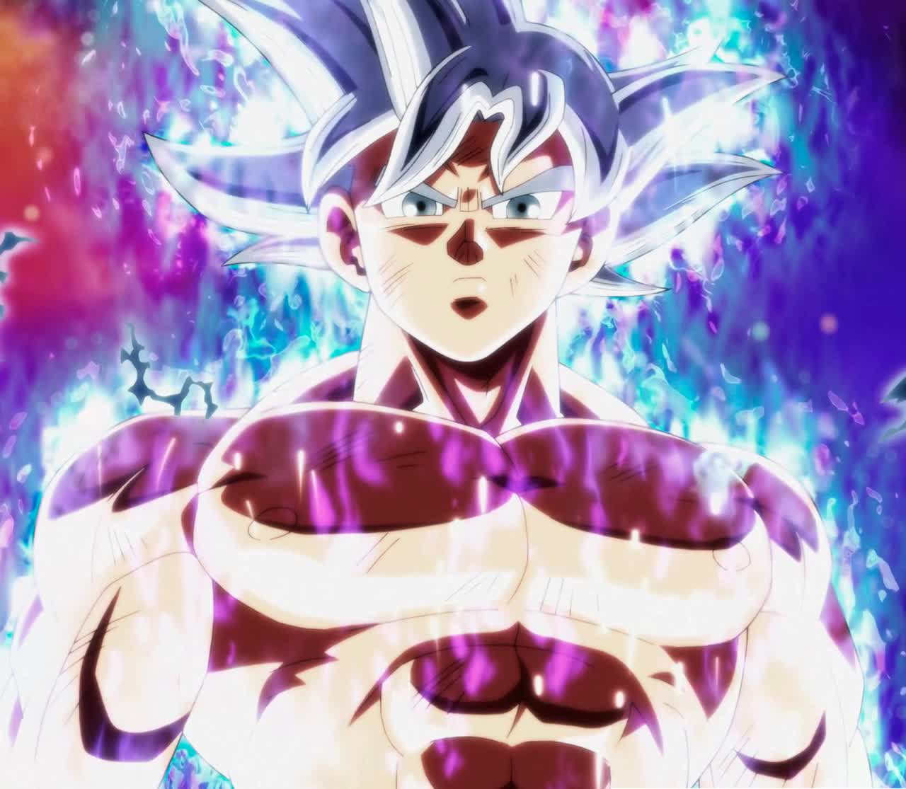 Goku from Dragon Ball in Mastered Ultra Instinct form