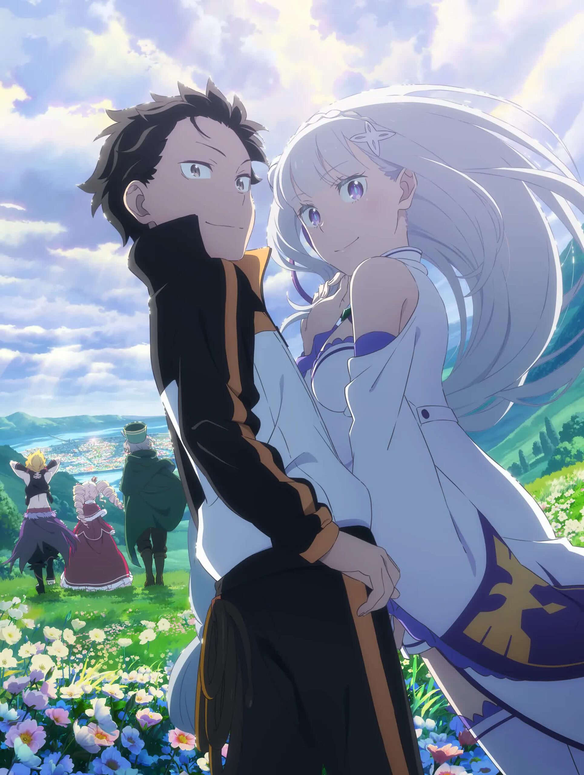 Subaru anime Re:Zero key visual with Subaru Natsuki and Emilia