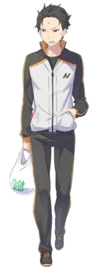 Subaru Natsuki the Re:Zero main character in his grey tracksuit