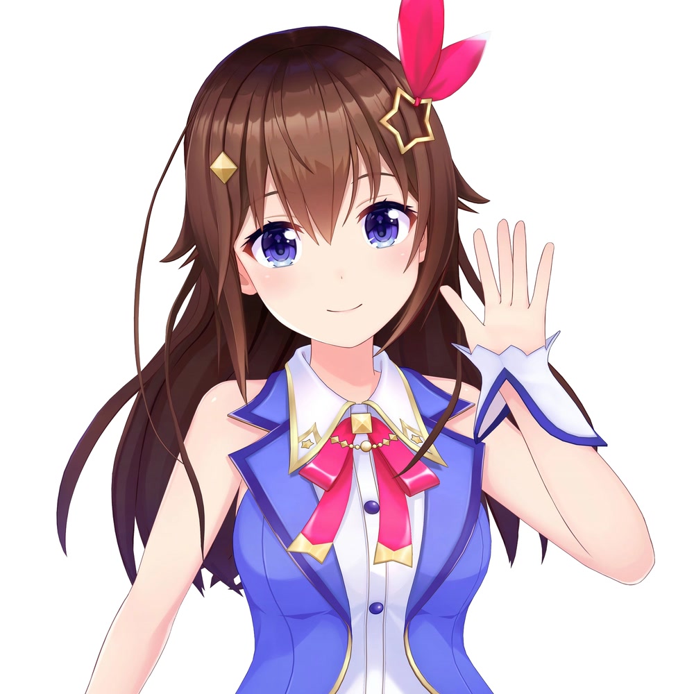 Tokino Sora Hololive VTuber model with long brown hair, golden star hairpin, and idol outfit