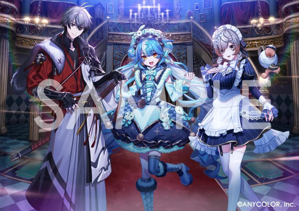 Nijisanji EN Denauth unit debut art featuring Twisty Amanozako, Klara Charmwood, and Ryoma Barrenwort