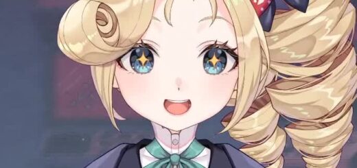 Victoria Roman VTuber official Live2D model with blonde cinnamon roll fringe and drill pigtail