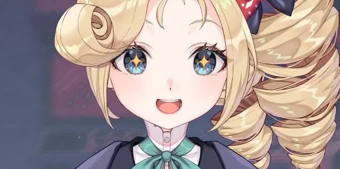 Victoria Roman VTuber official Live2D model with blonde cinnamon roll fringe and drill pigtail