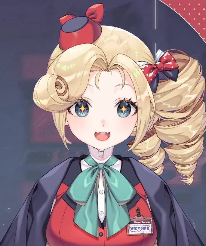 Victoria Roman VTuber official Live2D model with blonde cinnamon roll fringe and drill pigtail