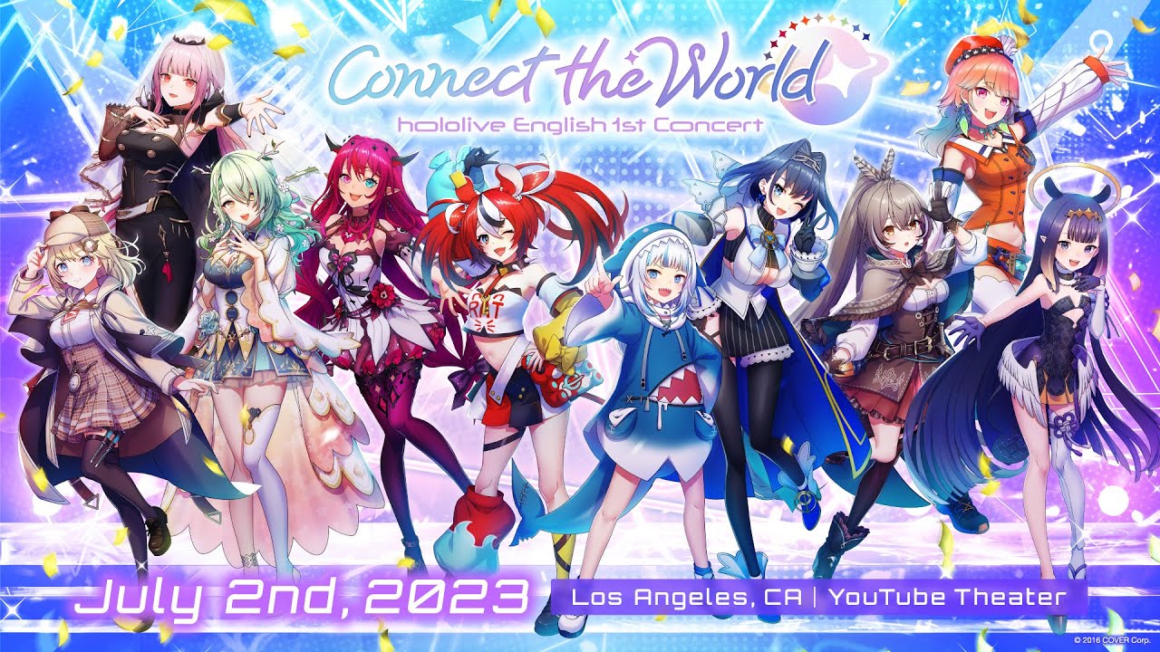 Hololive English Connect the World concert promo at the YouTube Theater in Los Angeles
