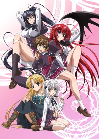 High School DxD ecchi harem anime cast with Issei and the Occult Research Club girls